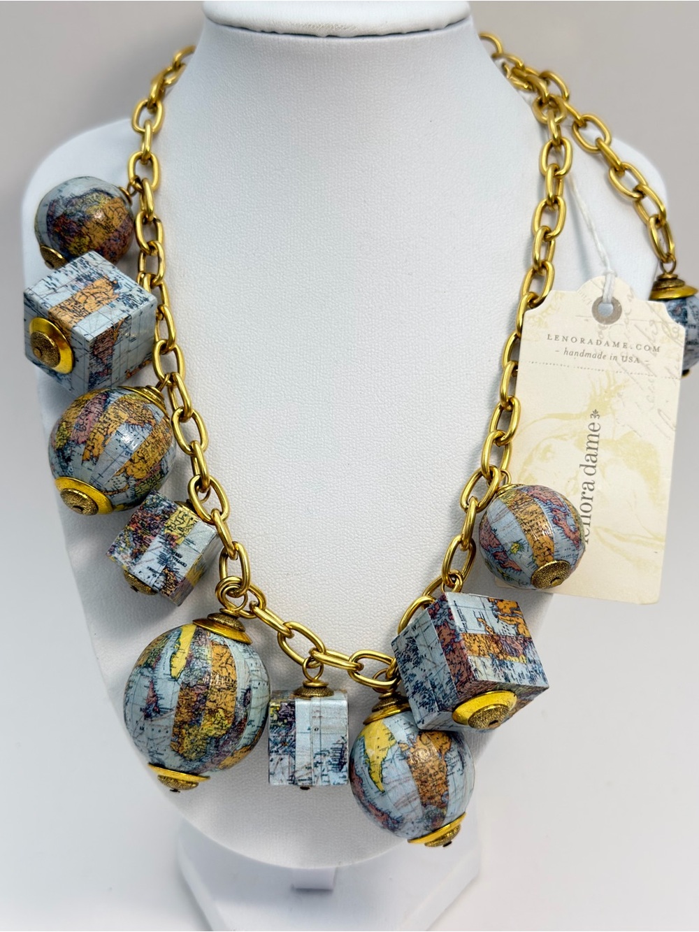 Lenora Dame Anthropologie Wanderlust Globe Statement Necklace